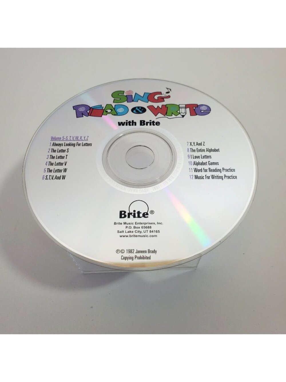 Sing Read & Write With Brite CD Volume 5 S T V W X Y Z Janeen Brady